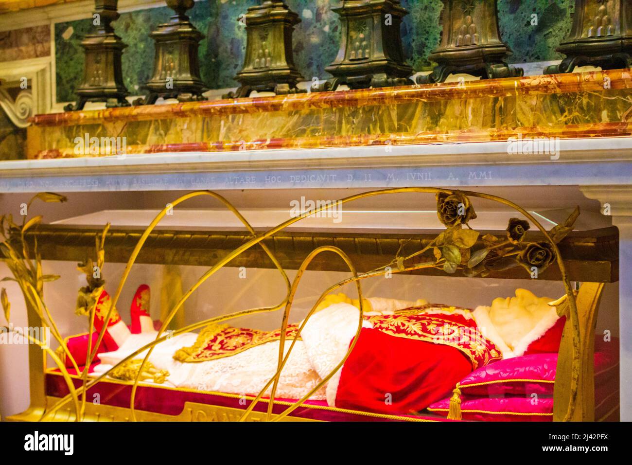 Tomb of Pope John XXIII in St Peter`s Basilica Vatican Rome Italy Stock Photo